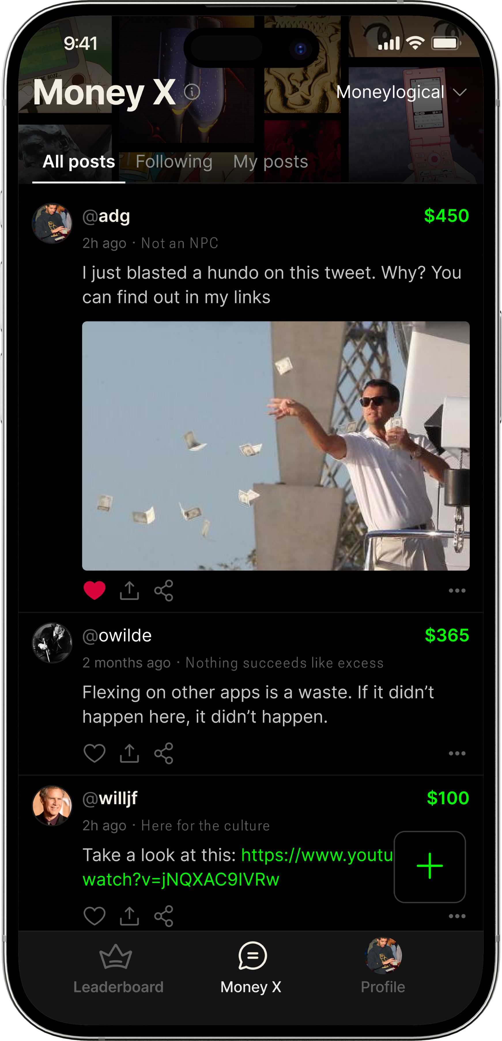 Money X feed